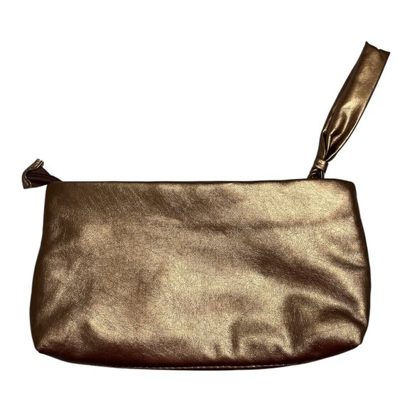 Elizabeth Arden Metallic Bronze Ruched Wristlet Clutch – Faux Leather - Picture 2 of 3